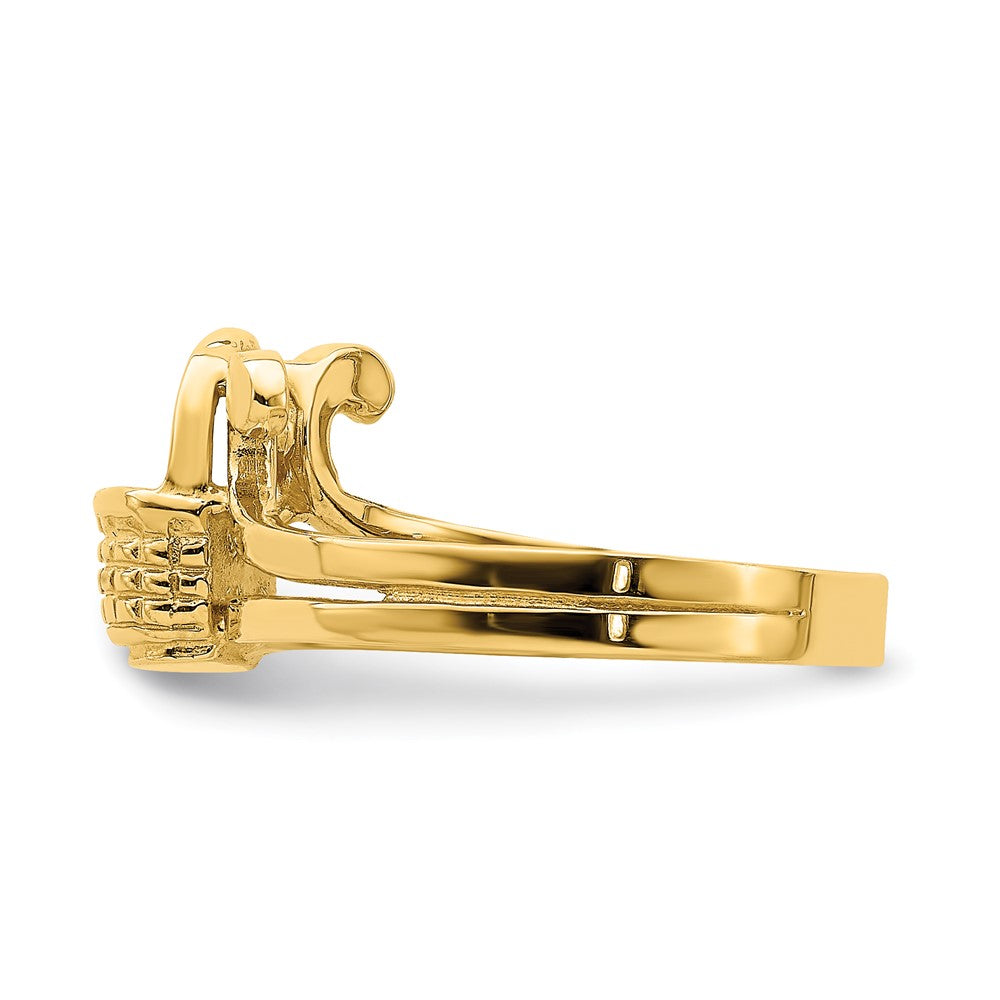 14K Yellow Gold 2-D Flat Back Mini Basket Ring