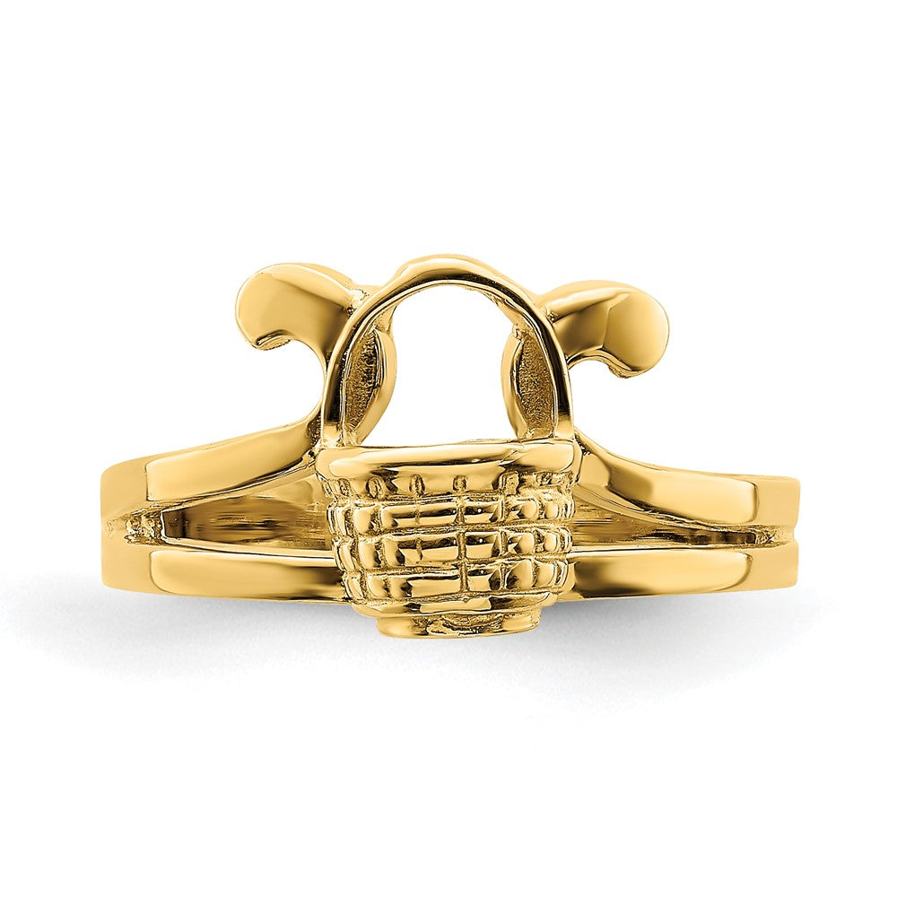 14K Yellow Gold 2-D Flat Back Mini Basket Ring