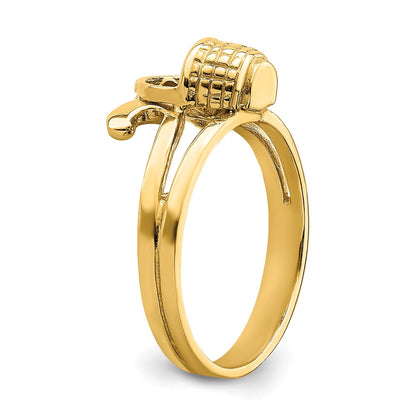 14K Yellow Gold 2-D Flat Back Mini Basket Ring