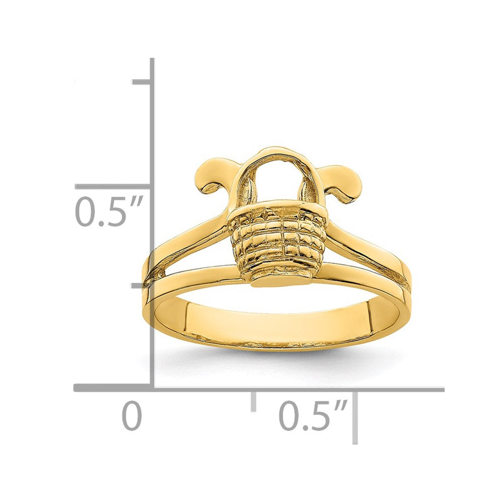 14K Yellow Gold 2-D Flat Back Mini Basket Ring