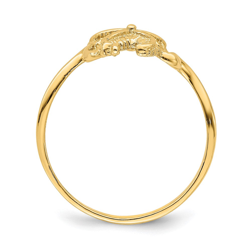 14K Yellow Gold 2-D Polished / Textured Starfish Ring