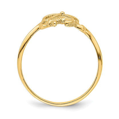 14K Yellow Gold 2-D Polished / Textured Starfish Ring
