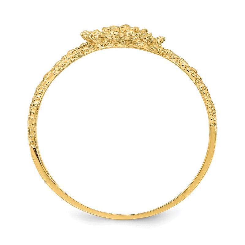 14K Yellow Gold Textired Sand Dollar Ring