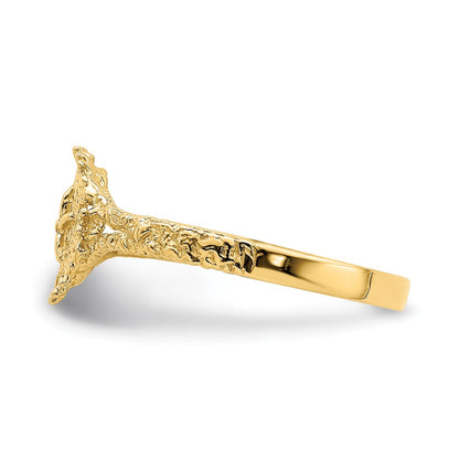 14K Yellow Gold Textired Sand Dollar Ring