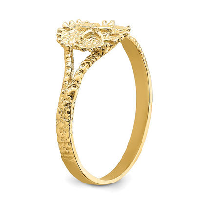 14K Yellow Gold Textired Sand Dollar Ring