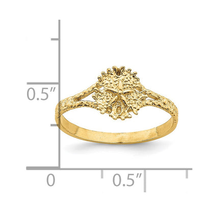 14K Yellow Gold Textired Sand Dollar Ring