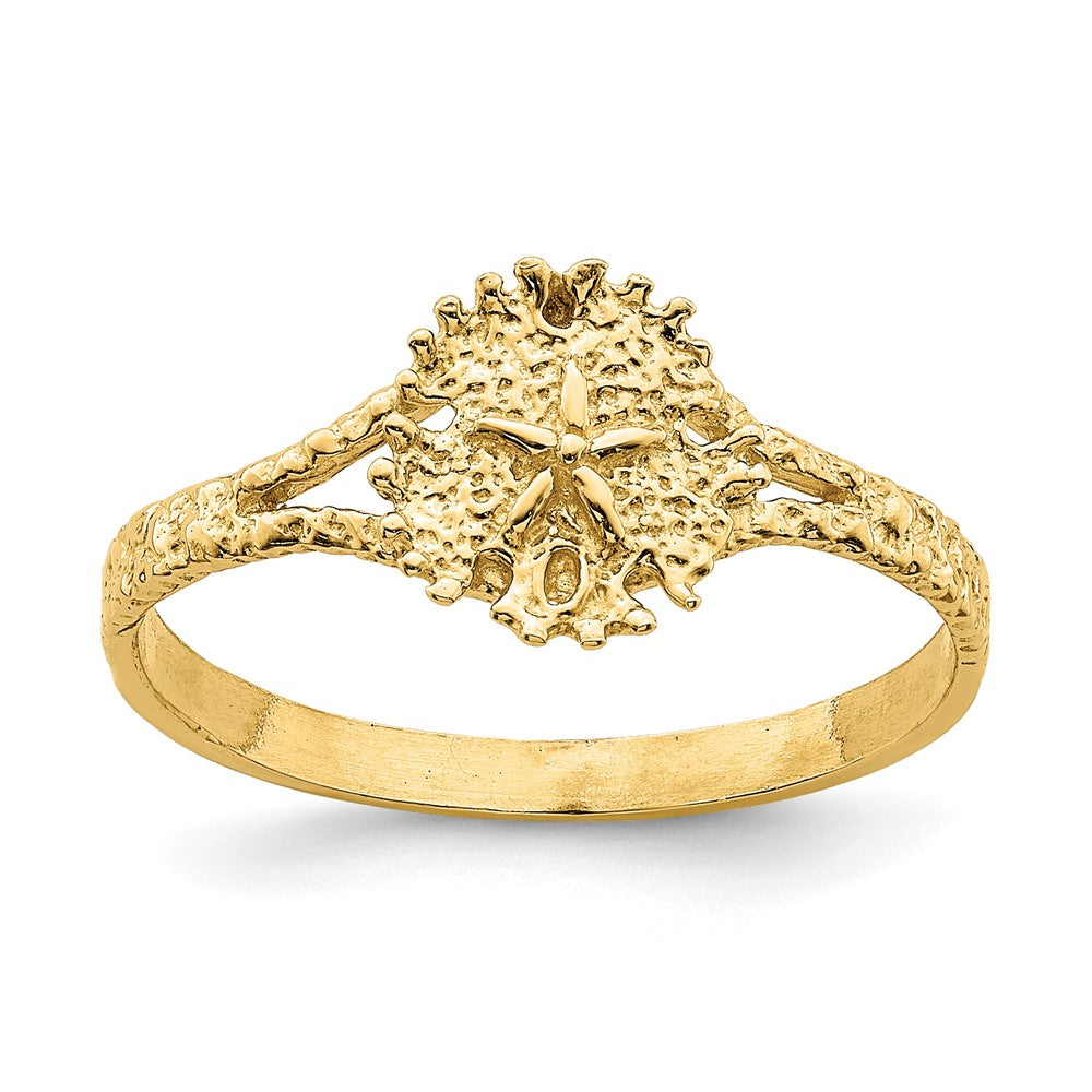 14K Yellow Gold Textired Sand Dollar Ring