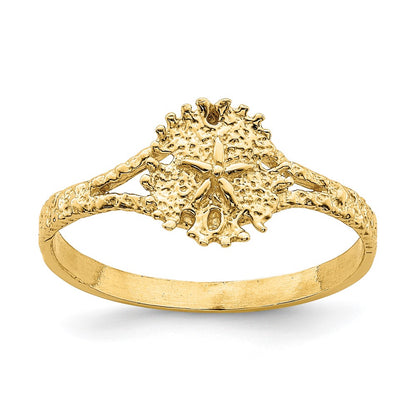 14K Yellow Gold Textired Sand Dollar Ring