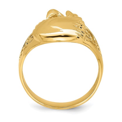 14K Yellow Gold Polished Swan Ring