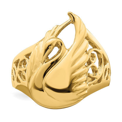 14K Yellow Gold Polished Swan Ring