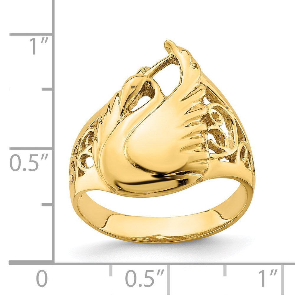 14K Yellow Gold Polished Swan Ring