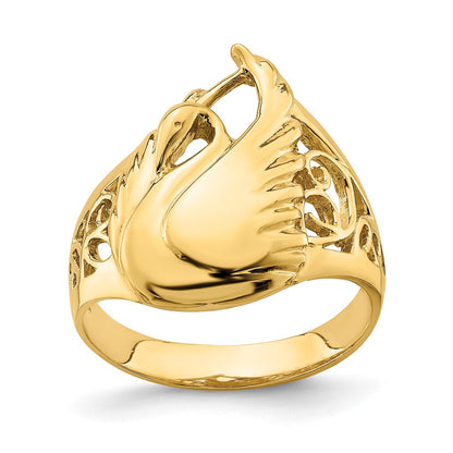 14K Yellow Gold Polished Swan Ring