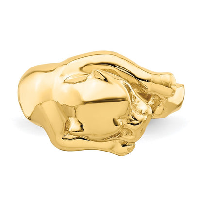 14K Yellow Gold Polished Jungle Cat Ring