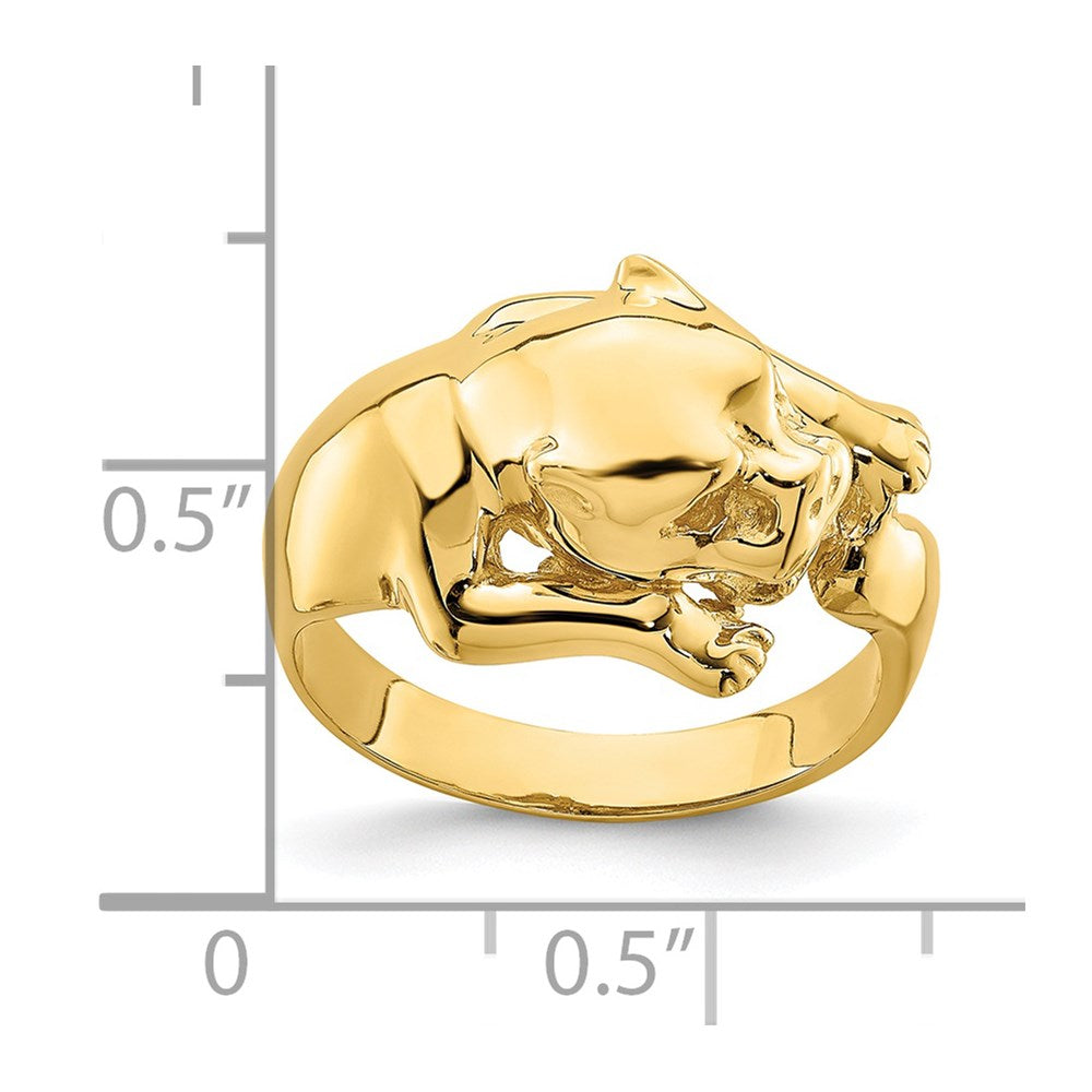 14K Yellow Gold Polished Jungle Cat Ring