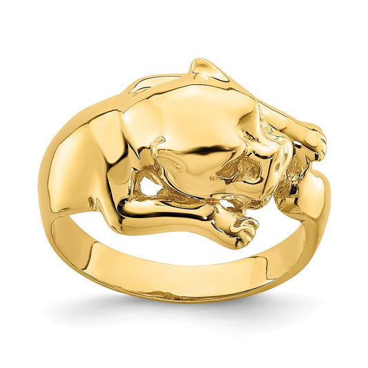 14K Yellow Gold Polished Jungle Cat Ring