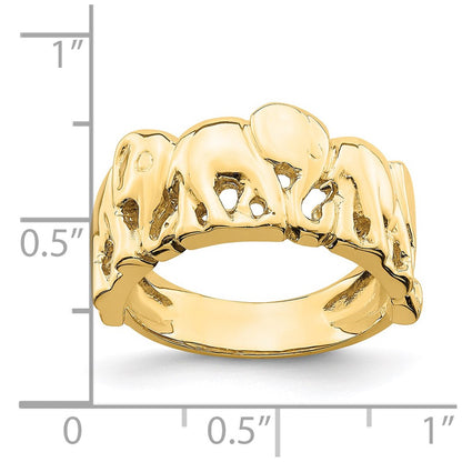 14k Yellow Gold Polished Elephant Ring