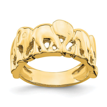 14k Yellow Gold Polished Elephant Ring