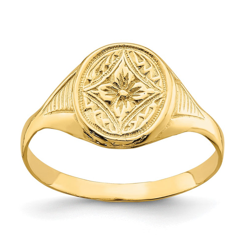 14k Yellow Gold Oval Star Diamond Center Baby Ring