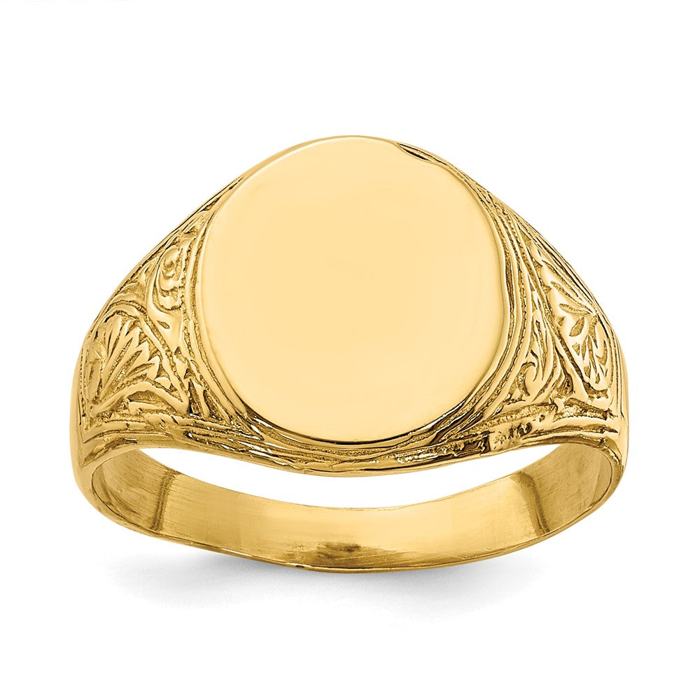 14k Yellow Gold Oval Signet Baby Ring