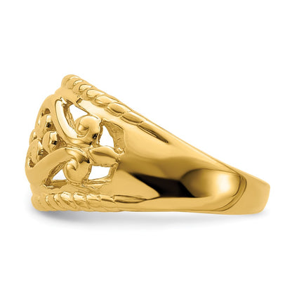 14K Yellow Gold Polished Cut-Out Heart Design Band