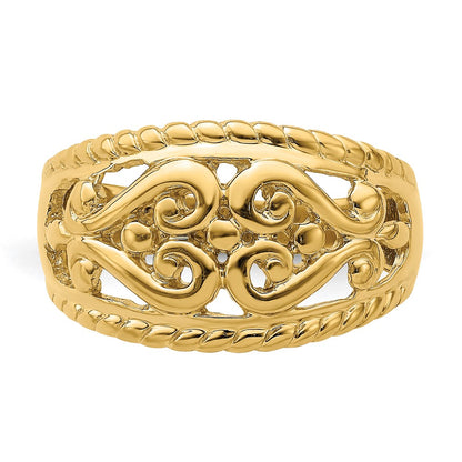 14K Yellow Gold Polished Cut-Out Heart Design Band