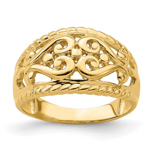 14K Yellow Gold Polished Cut-Out Heart Design Band