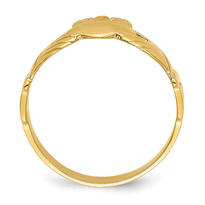 14K Yellow Gold Polished Claddagh Ring (Size 9)