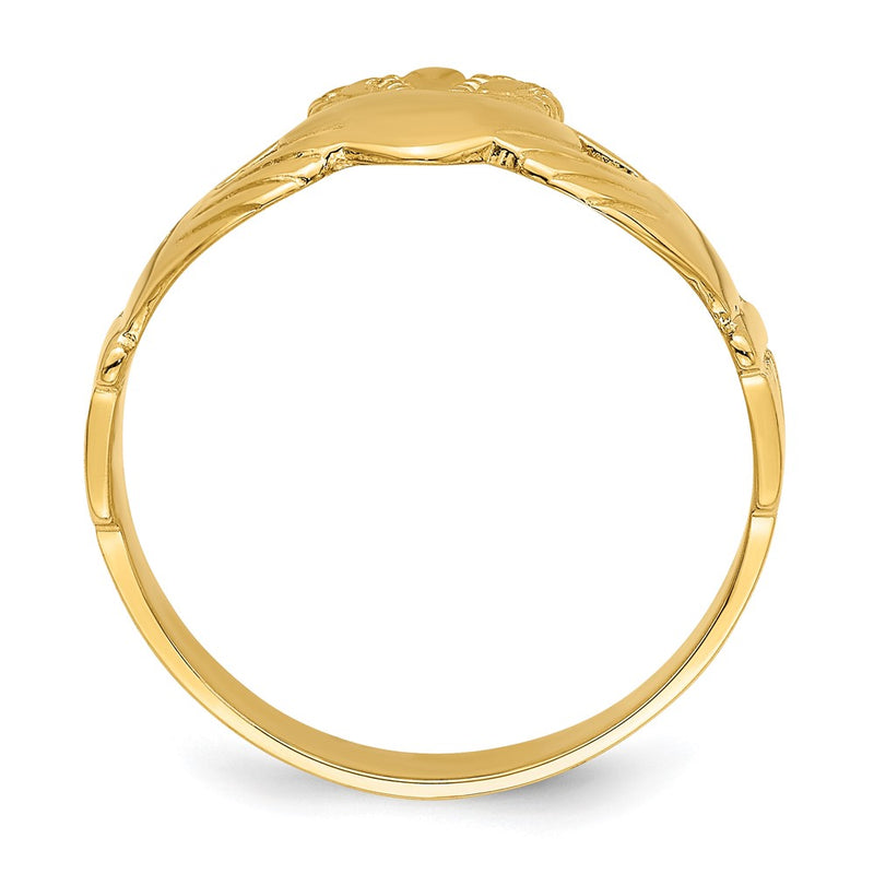 14K Yellow Gold Polished Claddagh Ring (Size 9)
