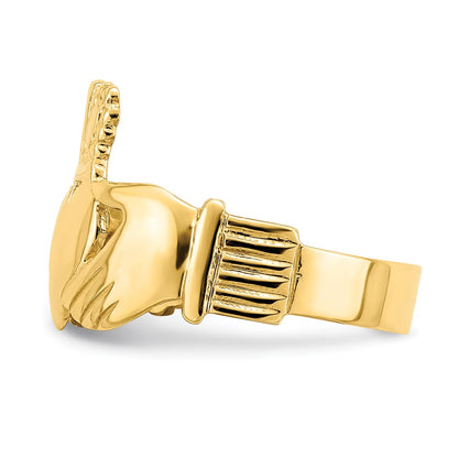 14K Yellow Gold Polished Claddagh Ring (Size 9)
