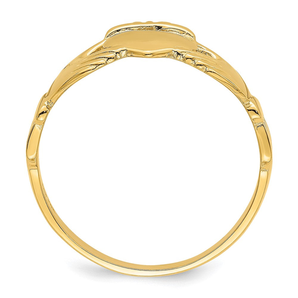 14K Yellow Gold Polished Claddagh Ring (Size 9)
