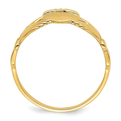 14K Yellow Gold Polished Claddagh Ring (Size 9)