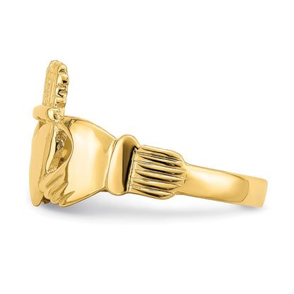 14K Yellow Gold Polished Claddagh Ring (Size 9)