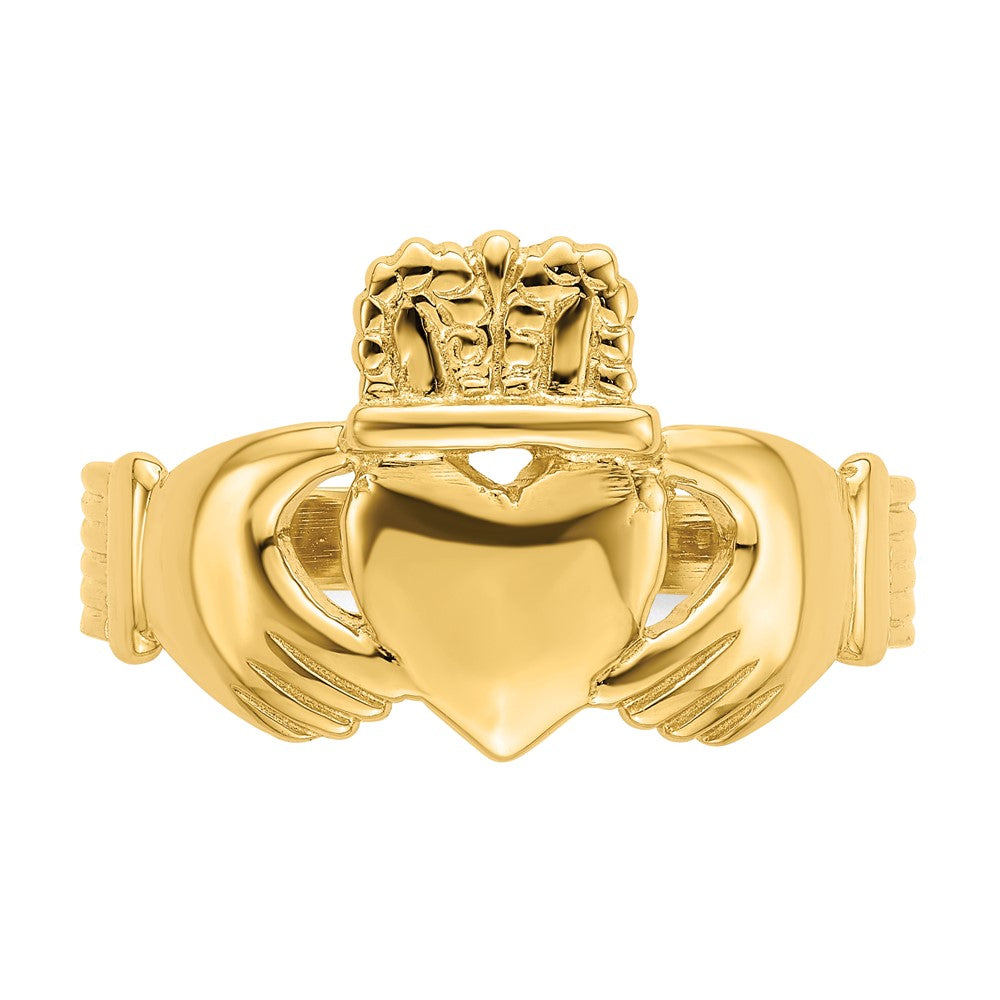 14K Yellow Gold Polished Claddagh Ring (Size 9)