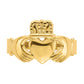 14K Yellow Gold Polished Claddagh Ring (Size 9)
