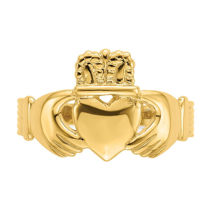14K Yellow Gold Polished Claddagh Ring (Size 9)