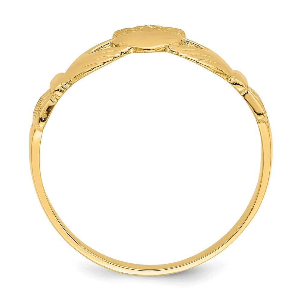 14K Yellow Gold Polished Claddagh Ring (size 7)