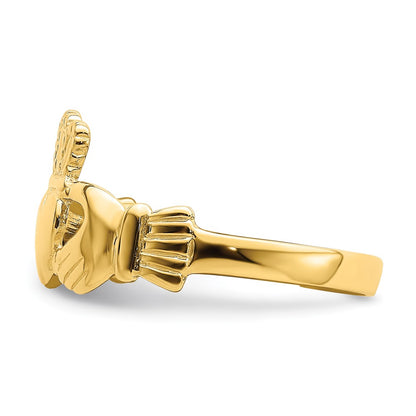 14K Yellow Gold Polished Claddagh Ring (size 7)