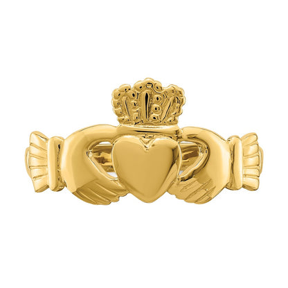 14K Yellow Gold Polished Claddagh Ring (size 7)
