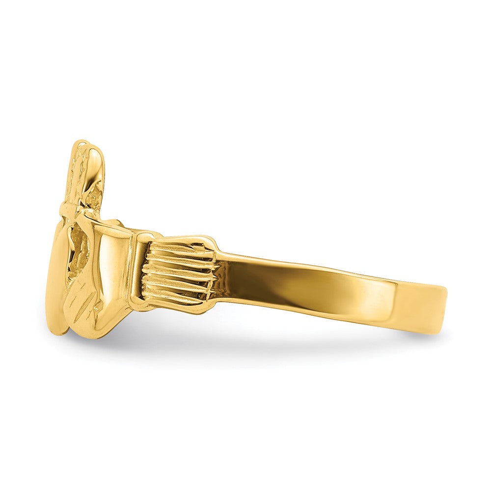 14K Yellow Gold Polished Claddagh Ring