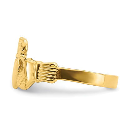 14K Yellow Gold Polished Claddagh Ring