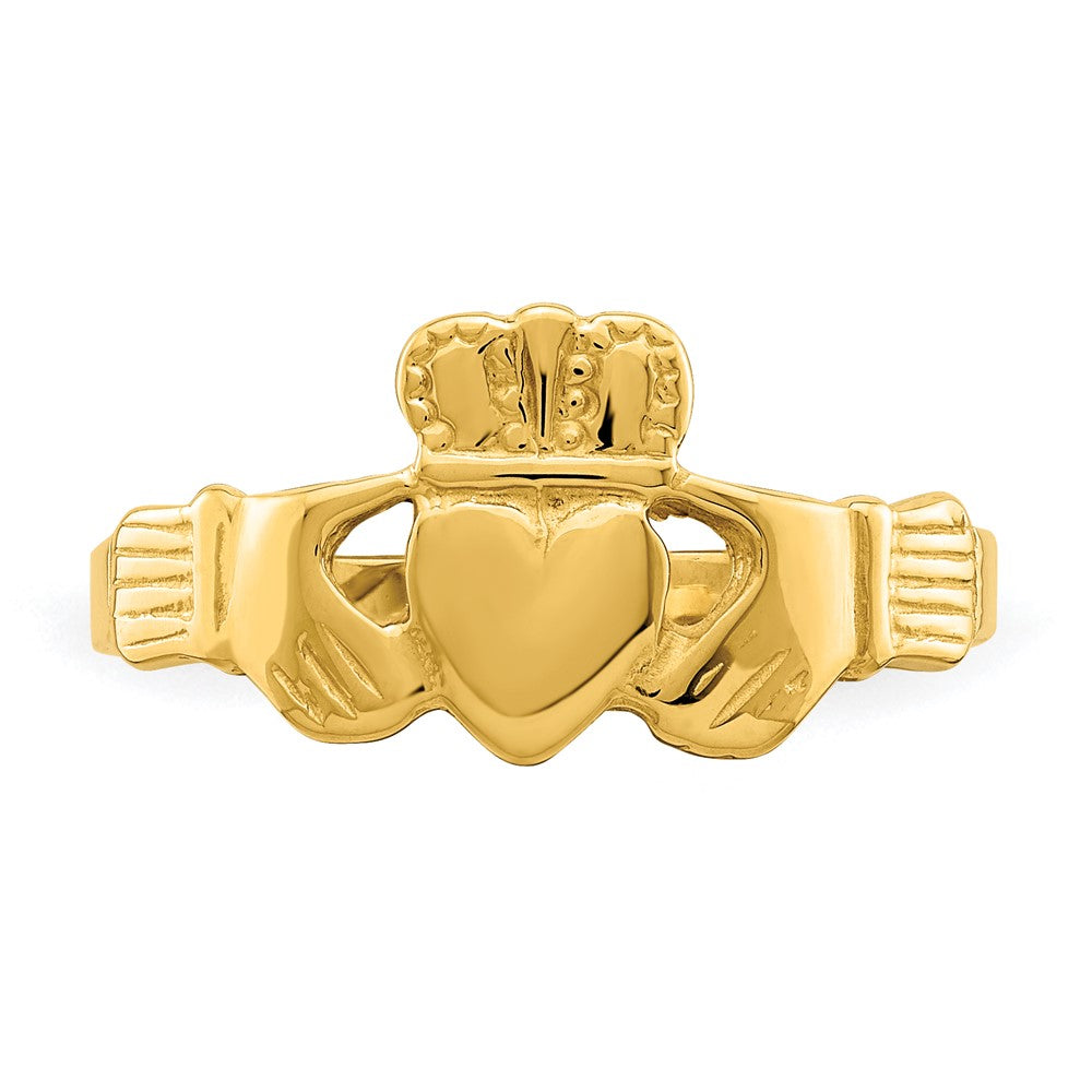 14K Yellow Gold Polished Claddagh Ring