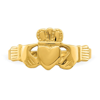 14K Yellow Gold Polished Claddagh Ring