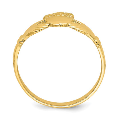 14K Yellow Gold Polished Claddagh Ring
