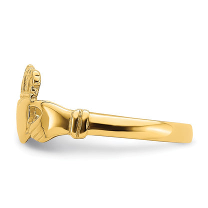 14K Yellow Gold Polished Claddagh Ring