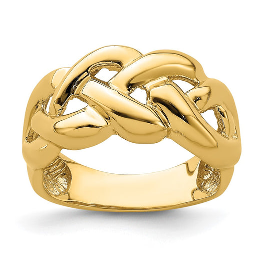 14K Yellow Gold Polished Entwined Braided Ring