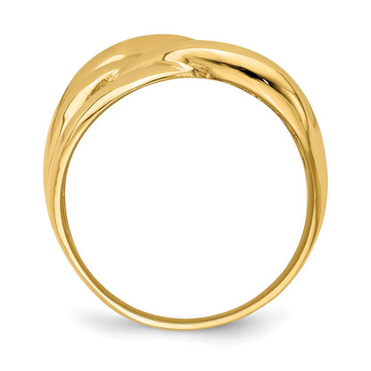 14K Yellow Gold Polished Bold Basket Weave Dome Ring