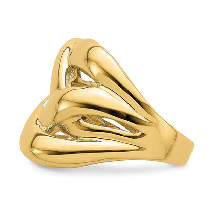 14K Yellow Gold Polished Bold Basket Weave Dome Ring