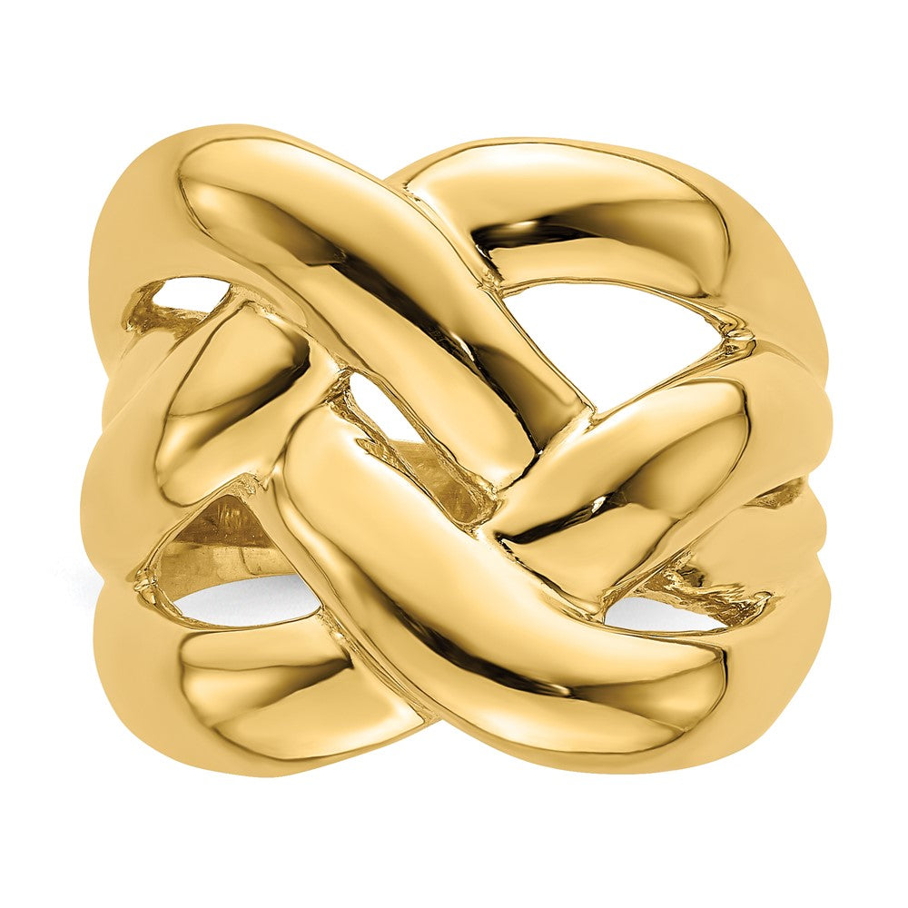 14K Yellow Gold Polished Bold Basket Weave Dome Ring