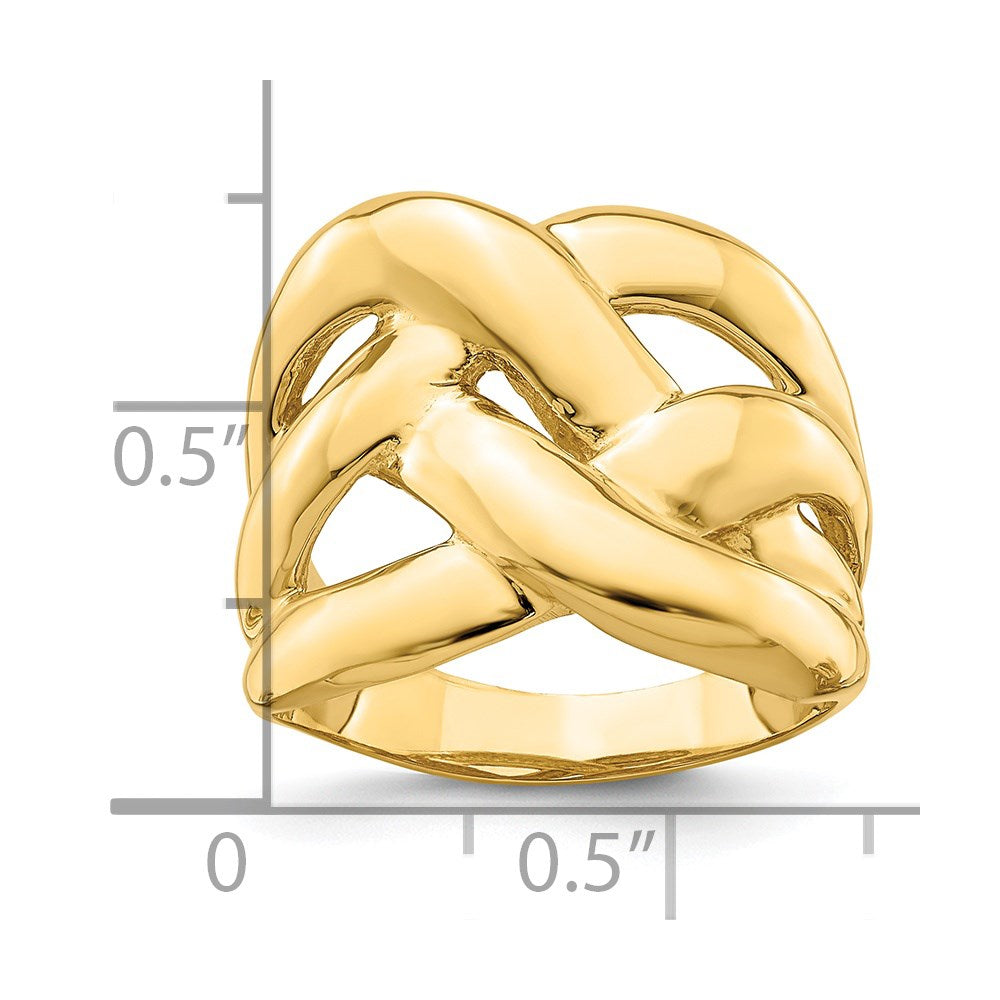 14K Yellow Gold Polished Bold Basket Weave Dome Ring