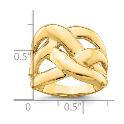 14K Yellow Gold Polished Bold Basket Weave Dome Ring